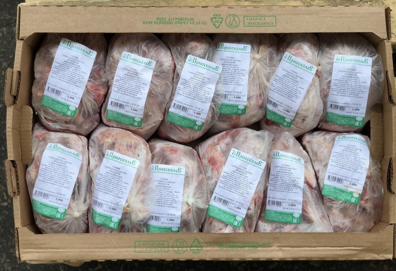 Замороженные куриные головы ЦБ «Приосколье» купить оптом в Москве по ценам производителя