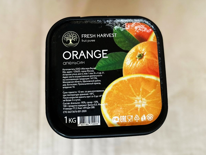 Замороженное фруктовое пюре «FRESH HARVEST» Апельсин купить оптом в Москве по ценам производителя